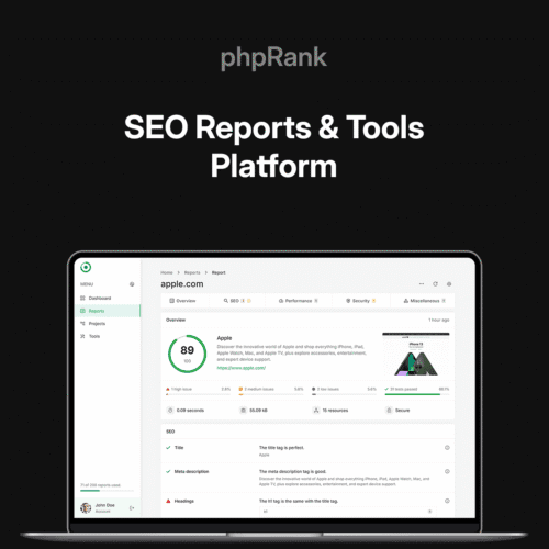 phpRank - SEO Reports & Tools Platform (SaaS)
