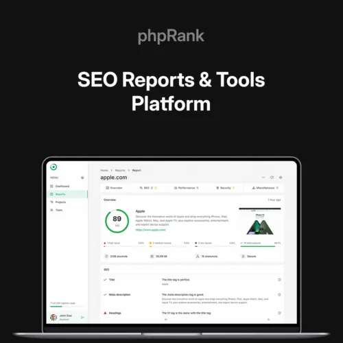phpRank - SEO Reports & Tools Platform (SaaS)